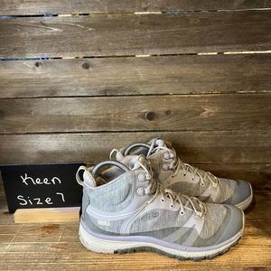 Womens Keen Terradora Gray Hiking Waterproof Outdoor Ankle Boots‎ Size 7 M GUC